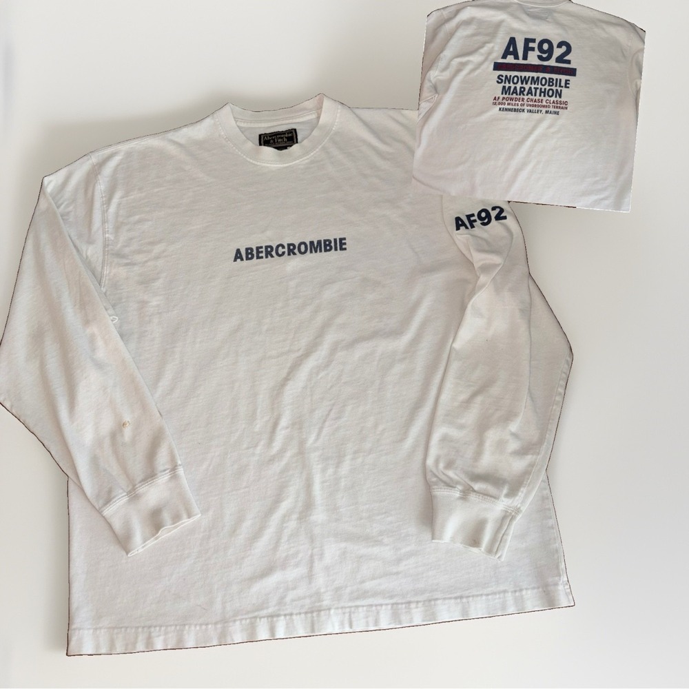 Vintage 90's Abercrombie & Fitch Graphic Tshirt AF92 Snowmobile Marathon Size L